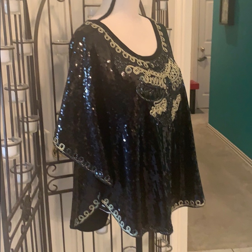 Solid Black Sequined Top - image 2